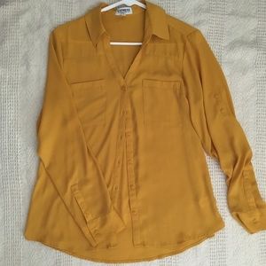 Mustard Button-Down Top Express Women's Size M